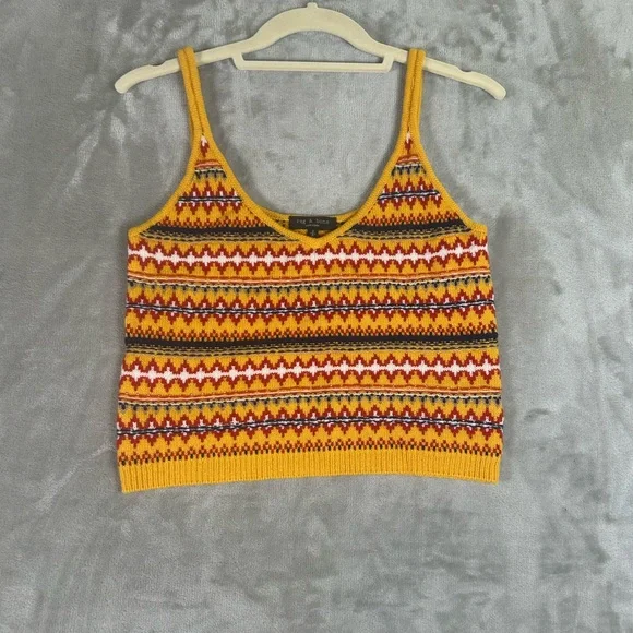 Rag & bone willow fair isle yellow wool sweater cami vest - Picture 2 of 9